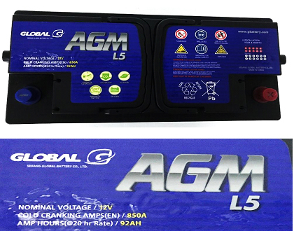 AGM L5 (DIN100) GLOBAL AGM BATTERY