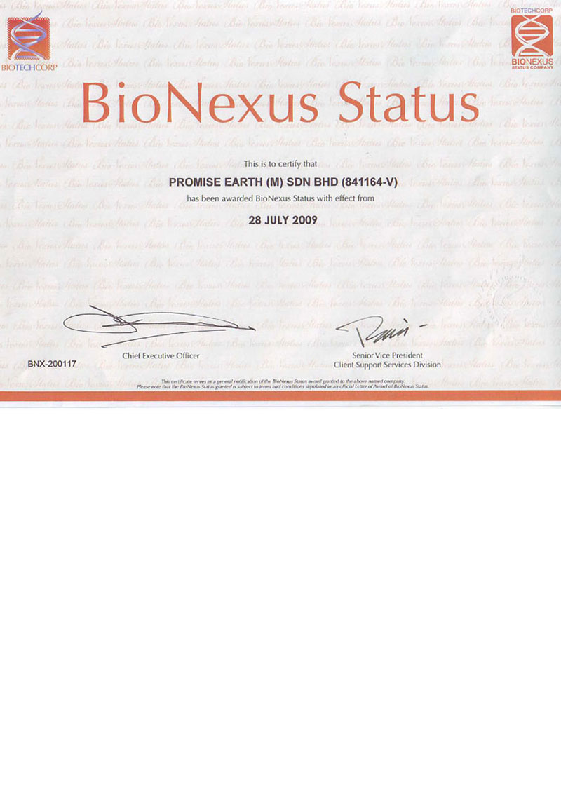 Bionexus Certificate