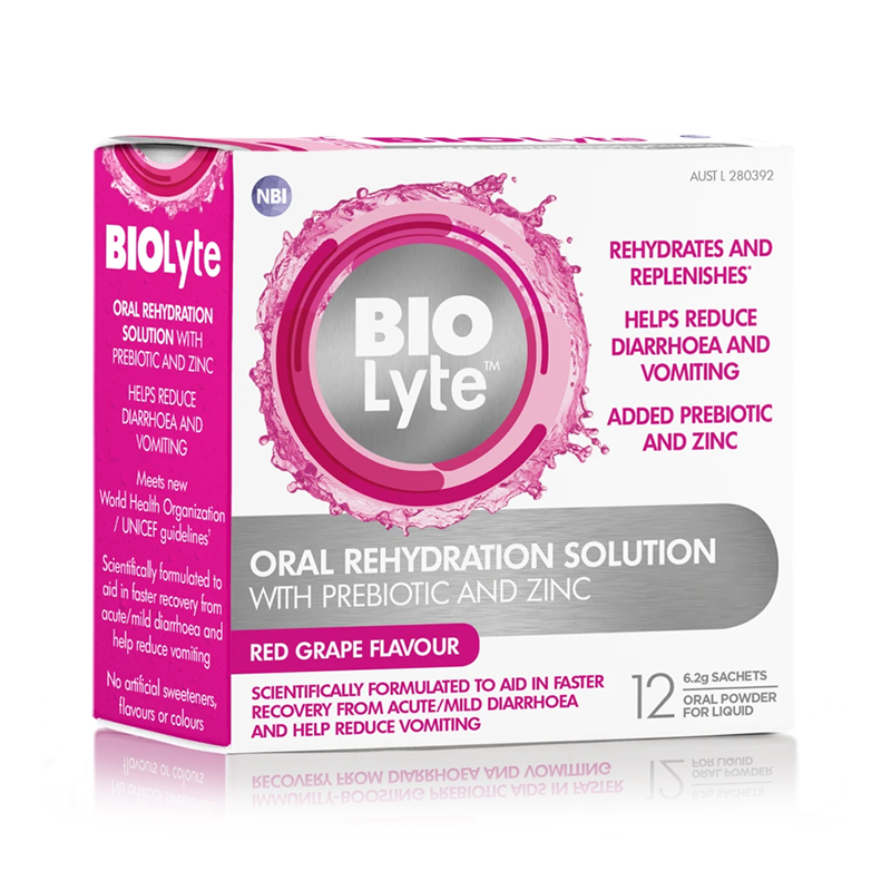 BIOLYTE ORAL REHYDRATION SOLUTION 12 X 6.2G SACHETS - RED GRAPE