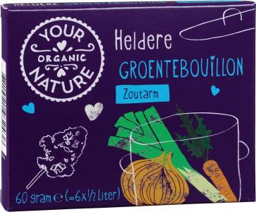 Heldere groentebouillonblokjes zoutarm