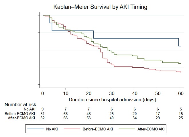Figure 2: Kaplan Meier Survival by AKI timing