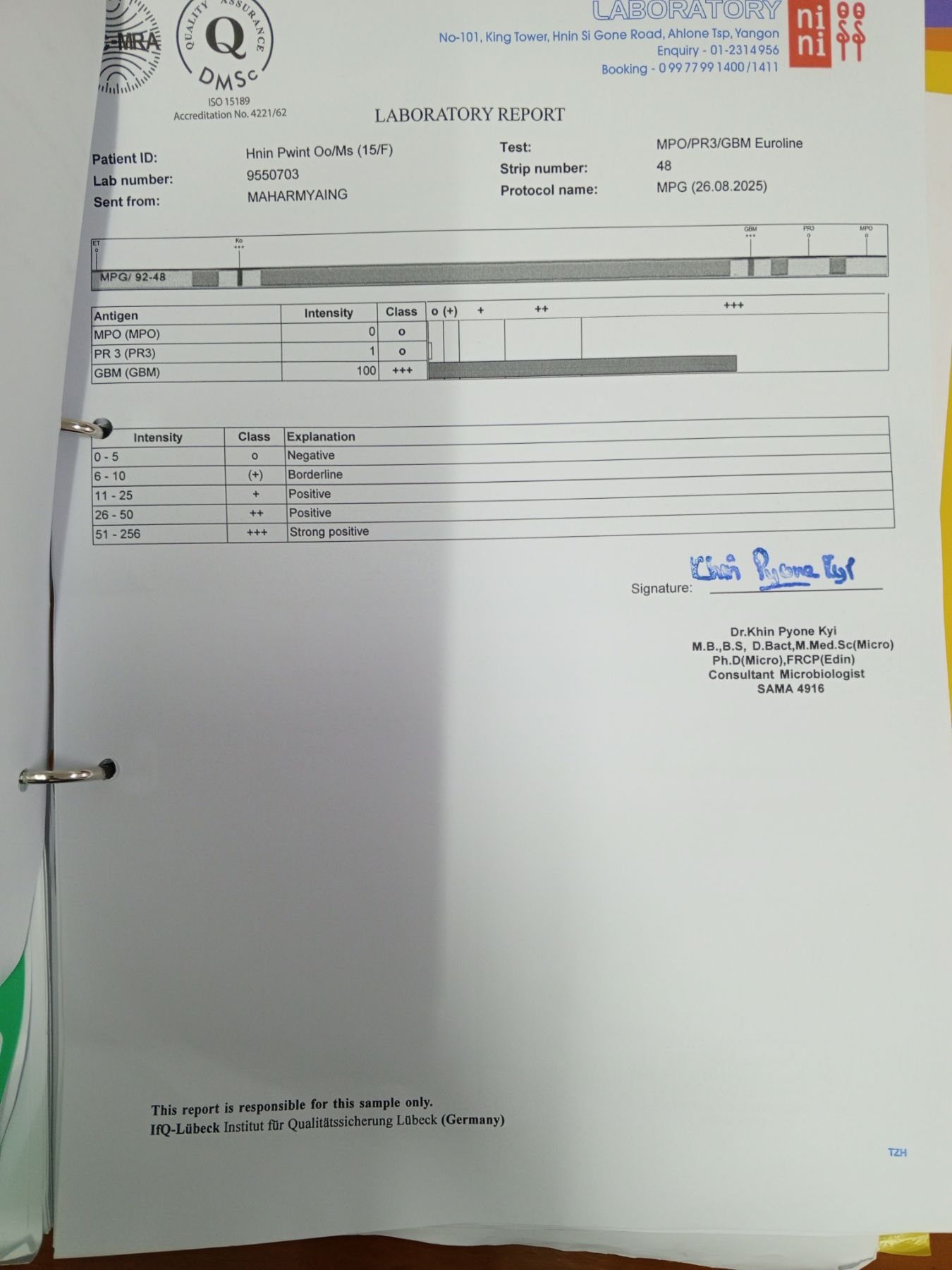 SEROLOGY RESULT OF ANTI-GBM ANTIBODY