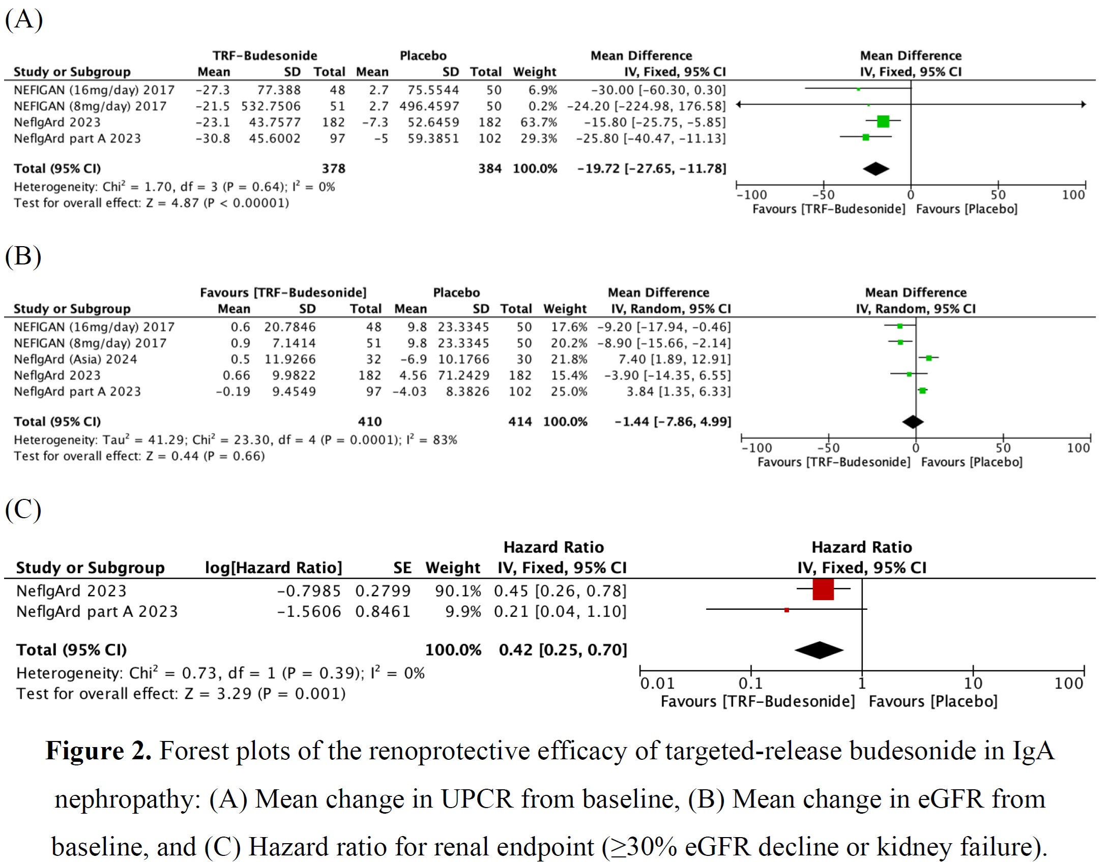 Figure 2 Forest Plots Renoprotective Efficacy Budesonide Iga Nephropathty