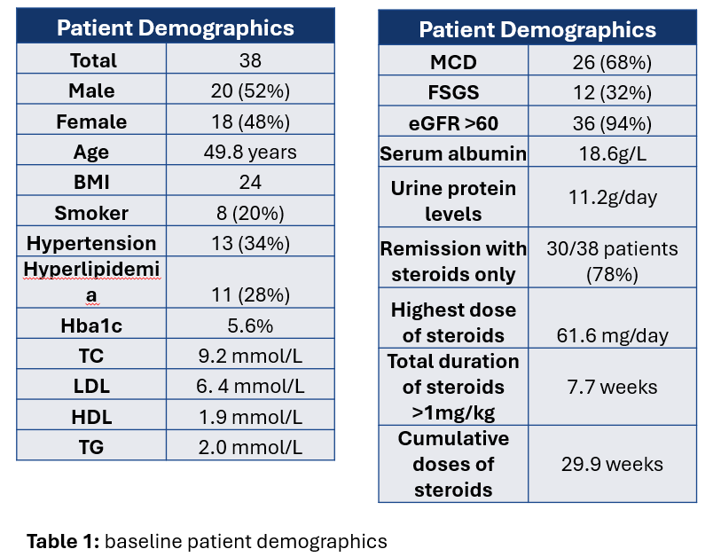 Table 1: baseline patient demographics