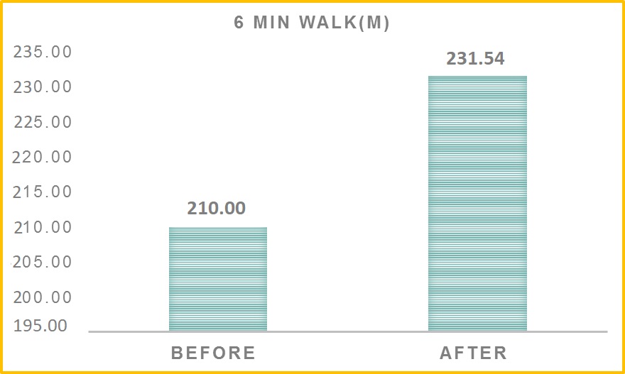 6 min Walk Test: (M: Meters)