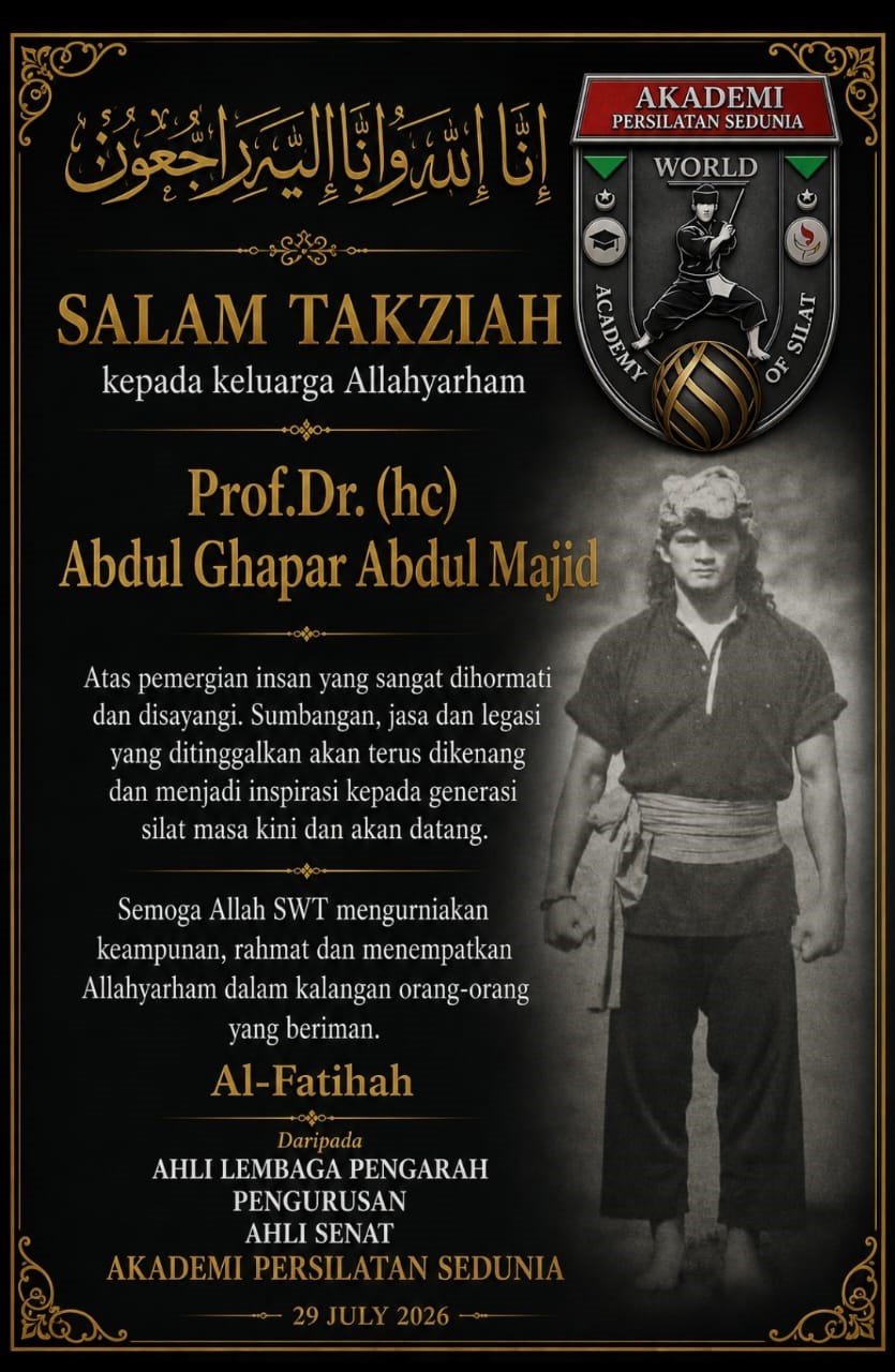 Salam Takziah kepada keluarga Allahyarham:  Prof. Dr (hc) Abdul Ghapar Abdul Majid