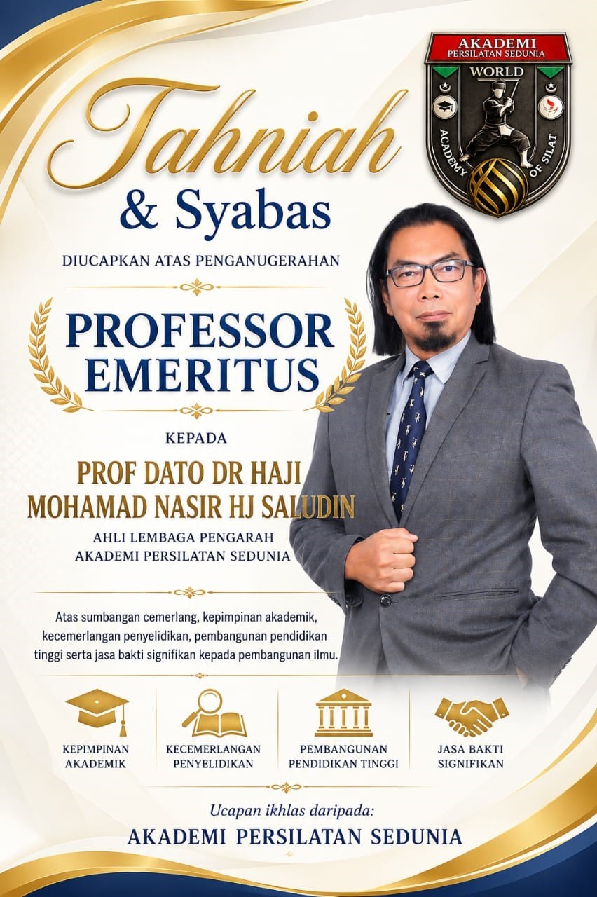 Tahniah Prof Dato Dr Haji Mohamad Nasir Saludin atas lantikan.