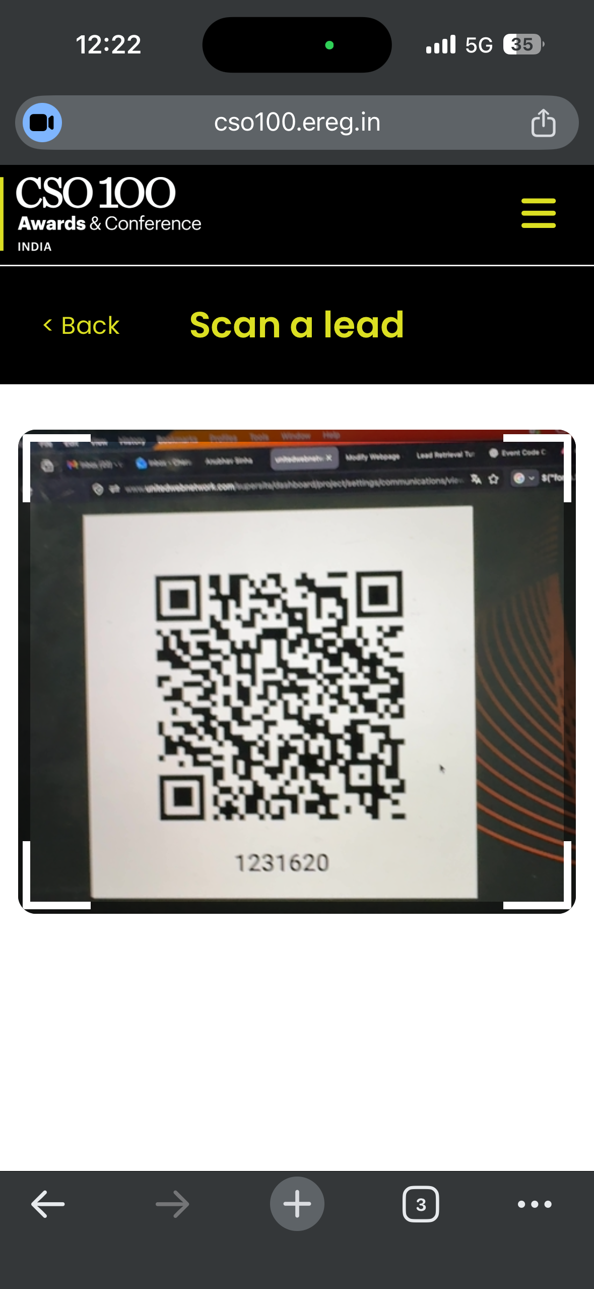 CSO 100 Scanner Screen
