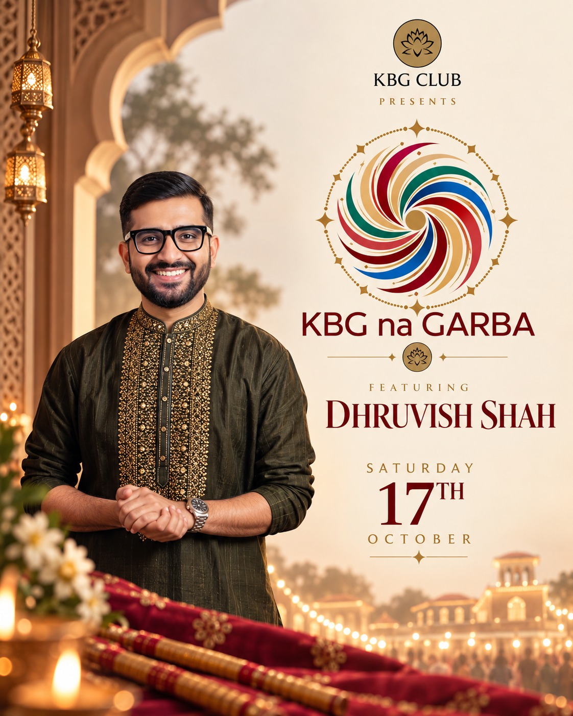 Dhruvish Shah, featuring at KBG na GARBA on 17 October
