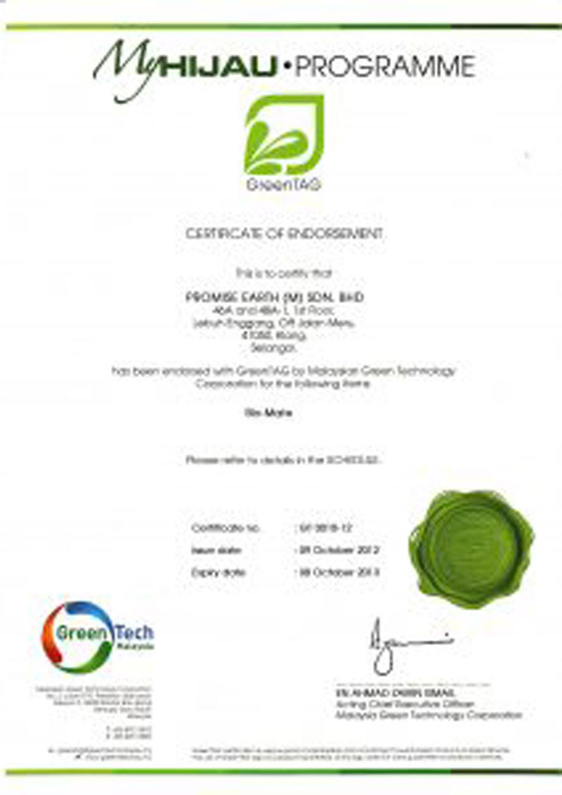Greentag Certificate