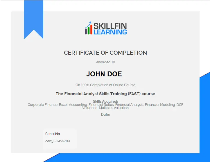 the financial analyst skills training course certificate