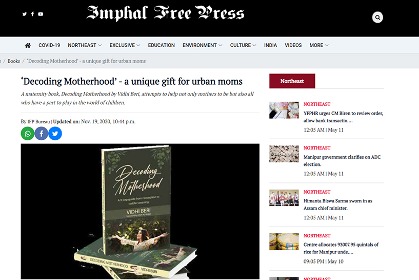 Decoding Motherhood Featured on Imphal Express