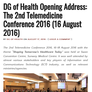 DG of Health Opening Address