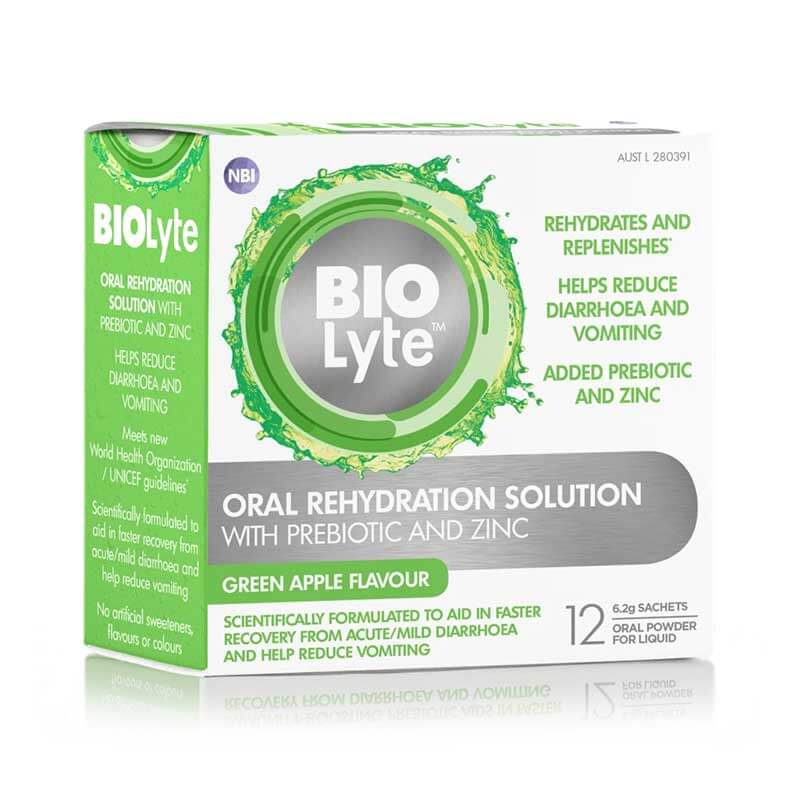 BIOLYTE ORAL REHYDRATION SOLUTION 12 X 6.2G SACHETS - GREEN APPLE