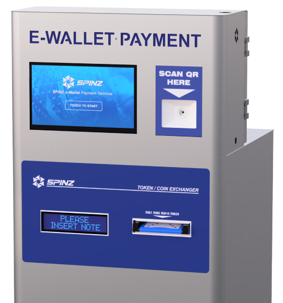 E-Wallet Payment Terminal mounted on SPINZ Coin Changer