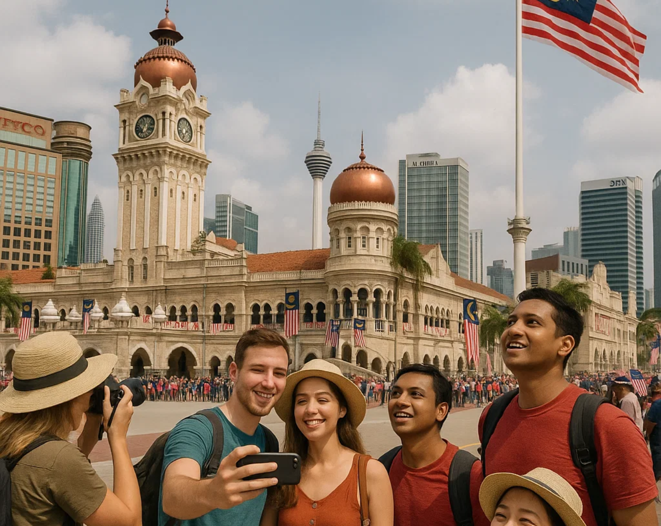 Tourists at merdeka day